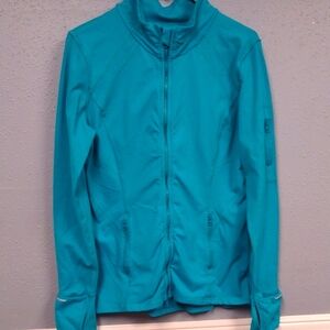 Blue Ski Jacket with Fitted Silhouette and High Collar